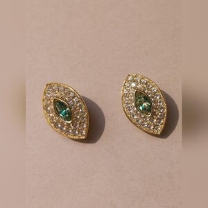 Vendome Gold and Green Crystal Earrings